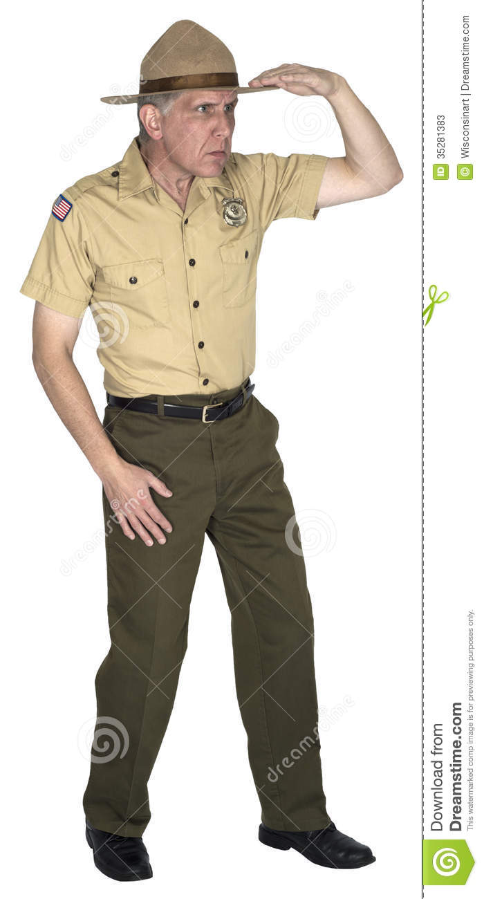 national-park-service-forest-ranger-looks-isolated-game-warden-man ...