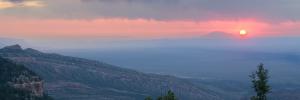 view of sunset, mountain ranges and trees -credit Jim Dublinski